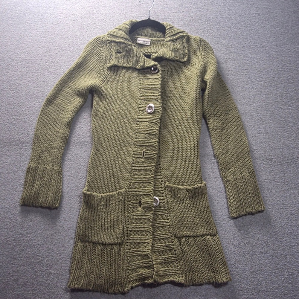 Atmosphere Chunky Knit Long Cardigan Sweater Womens 8-10 Green Coat Grandpacore
